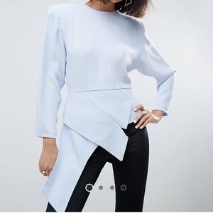 ASOS WHITE Asymmetric Top with shoulder pads